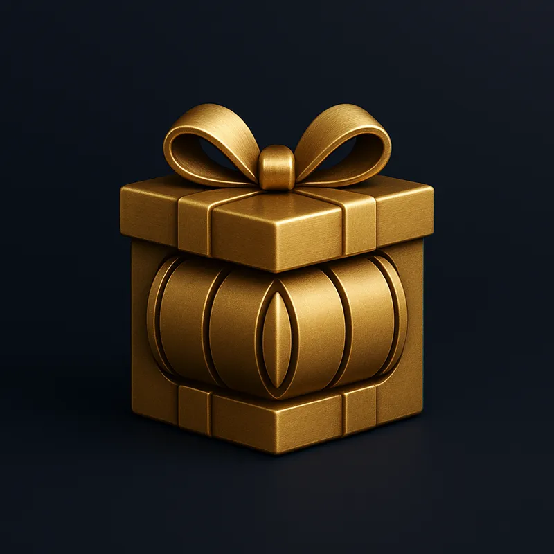 Antique gold casino bonus symbol with cyan-teal rim light on deep midnight navy background, premium 3D render